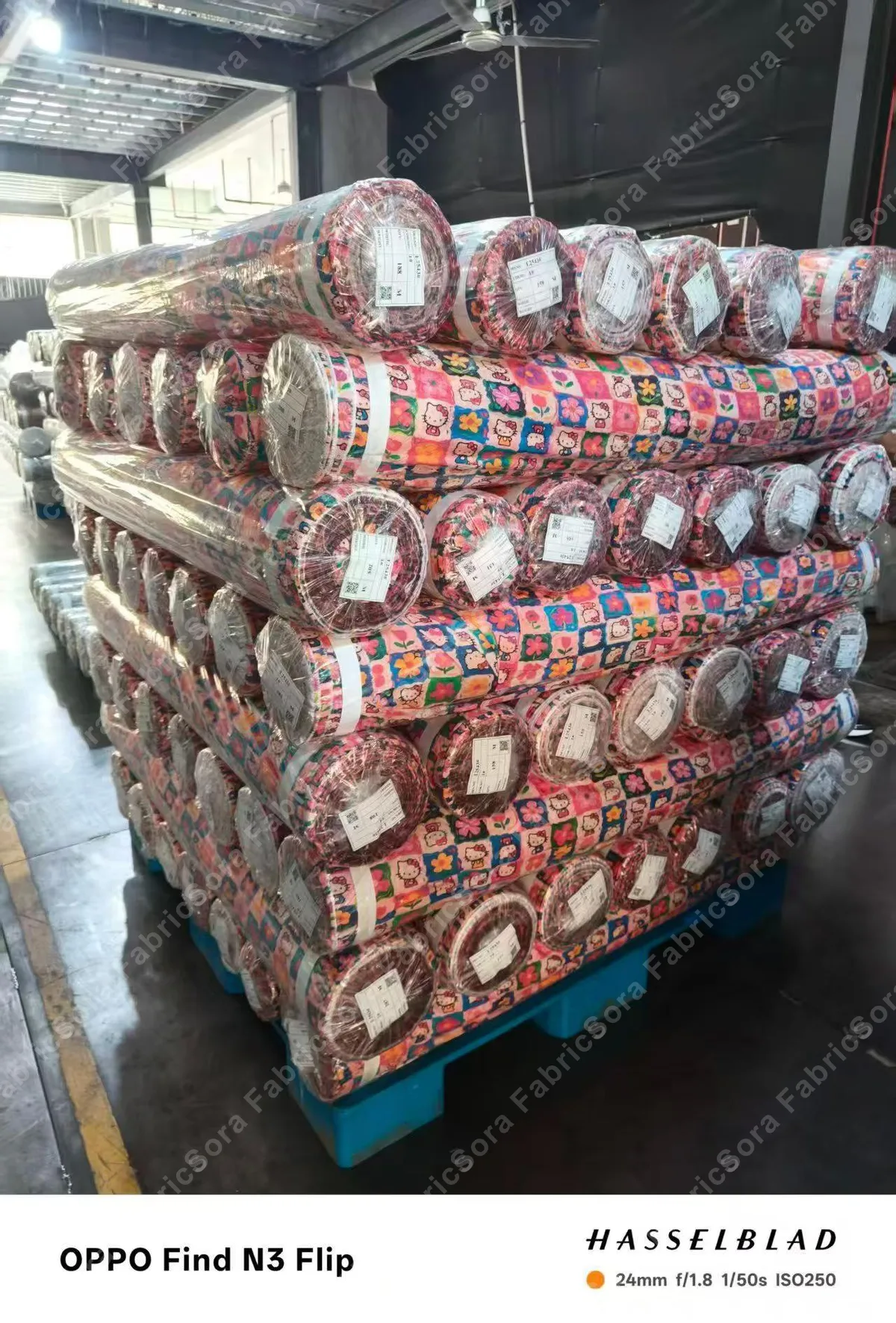 Sora Fabrics warehouse - printed fabric rolls inventory 03