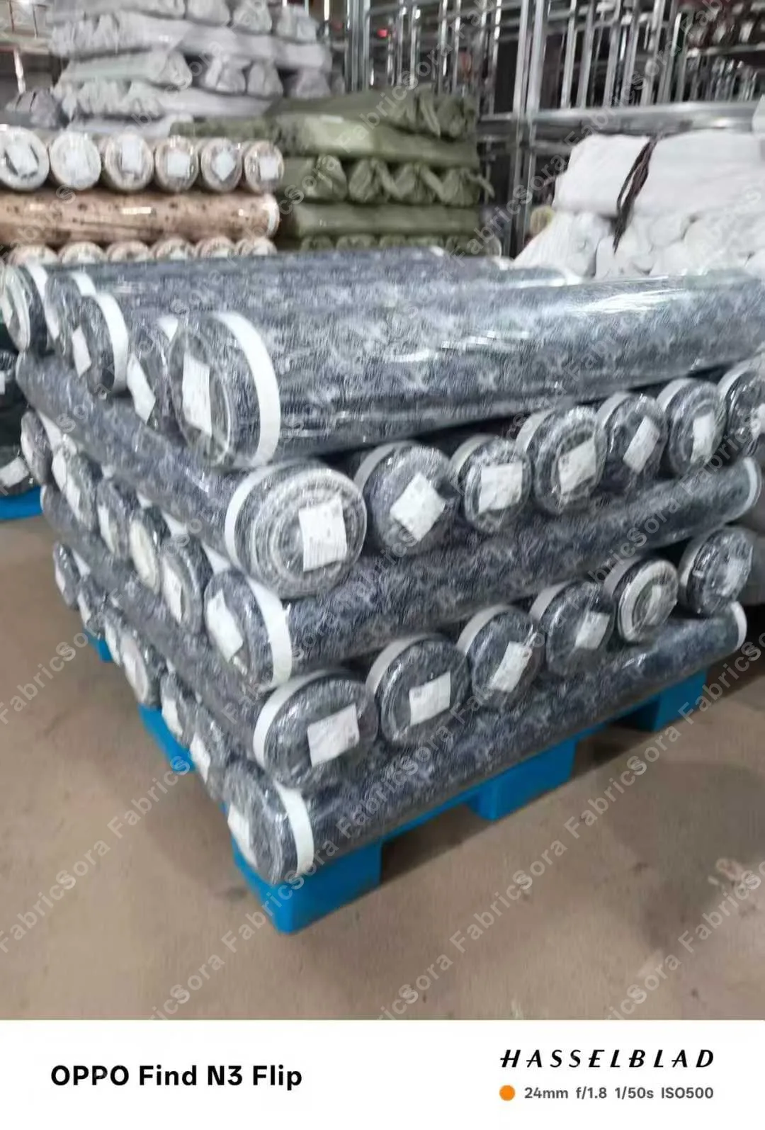 Sora Fabrics warehouse - printed fabric rolls inventory 04