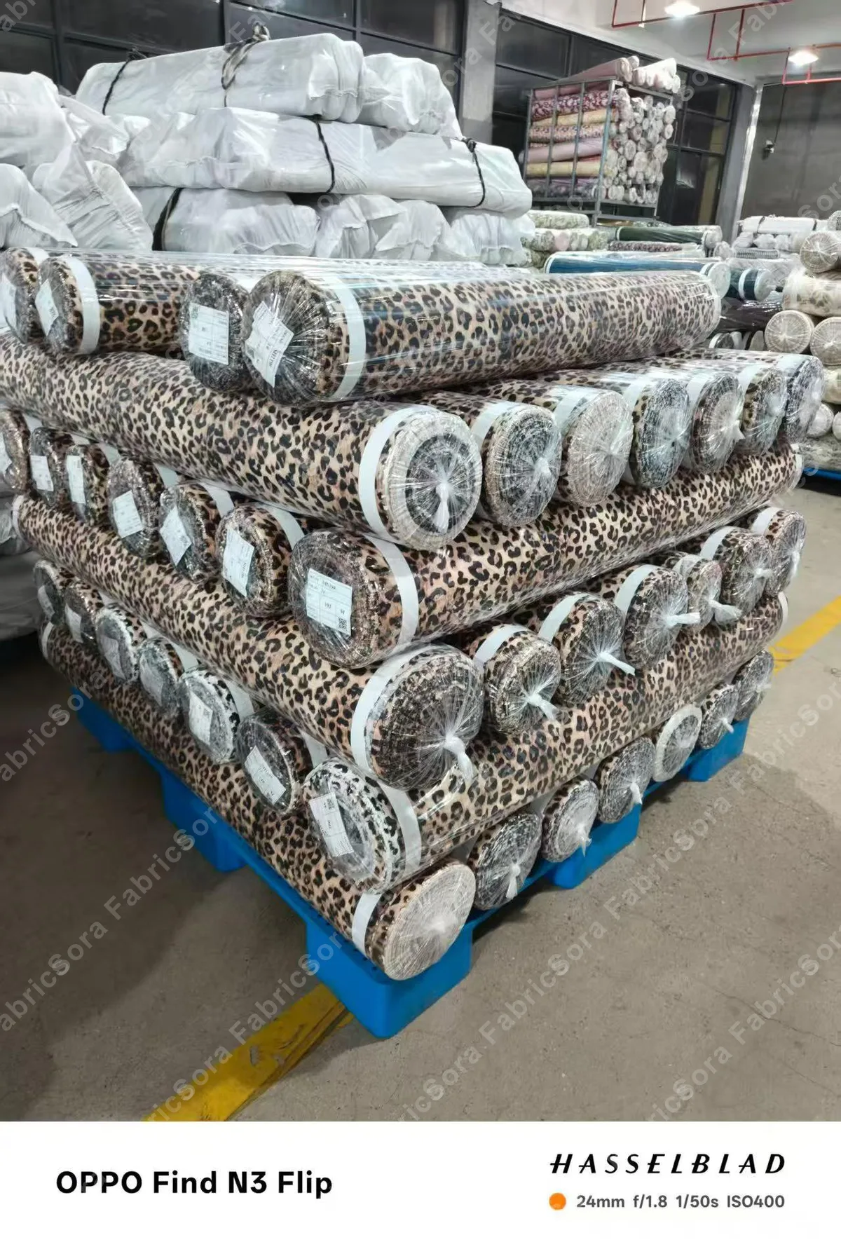 Sora Fabrics warehouse - printed fabric rolls inventory 06