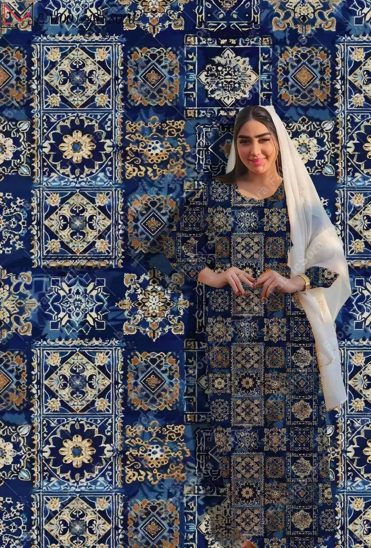 African ethnic geometric rayon fabric with bold patchwork pattern