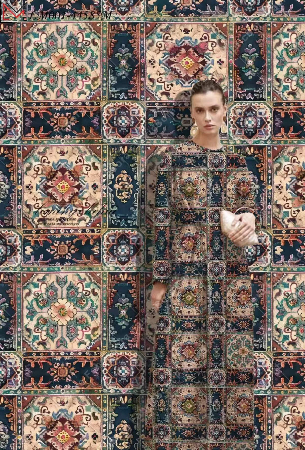 African print rayon fabric with vibrant tribal motifs