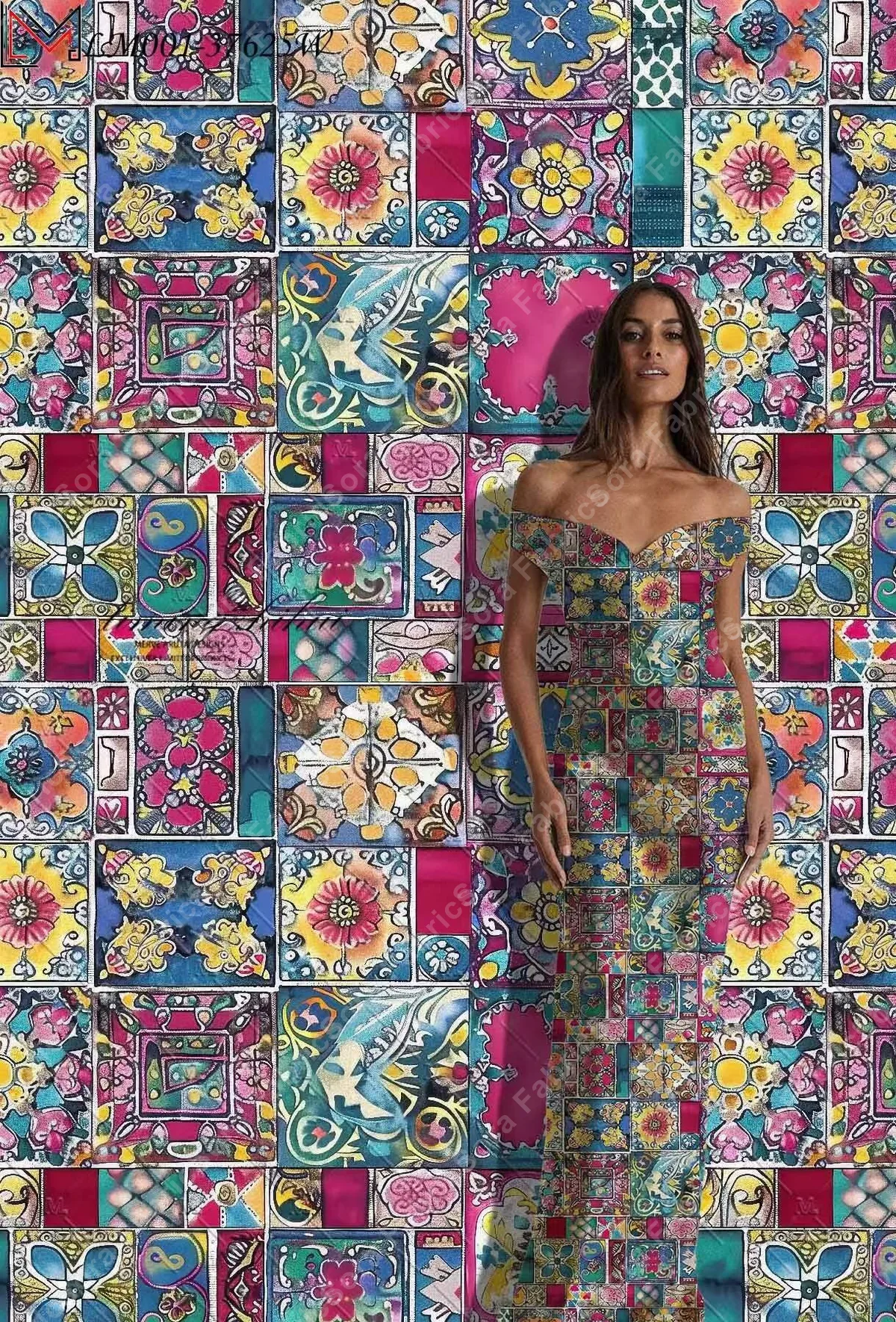 Tela rayon estilo ankara con bloques de color atrevidos