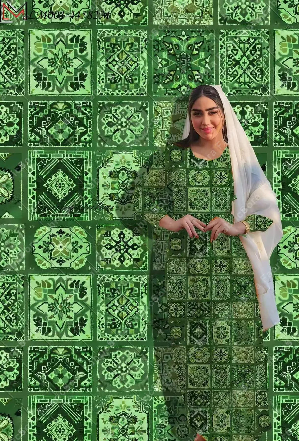 Detalle de tela rayon étnico africano y geométrico