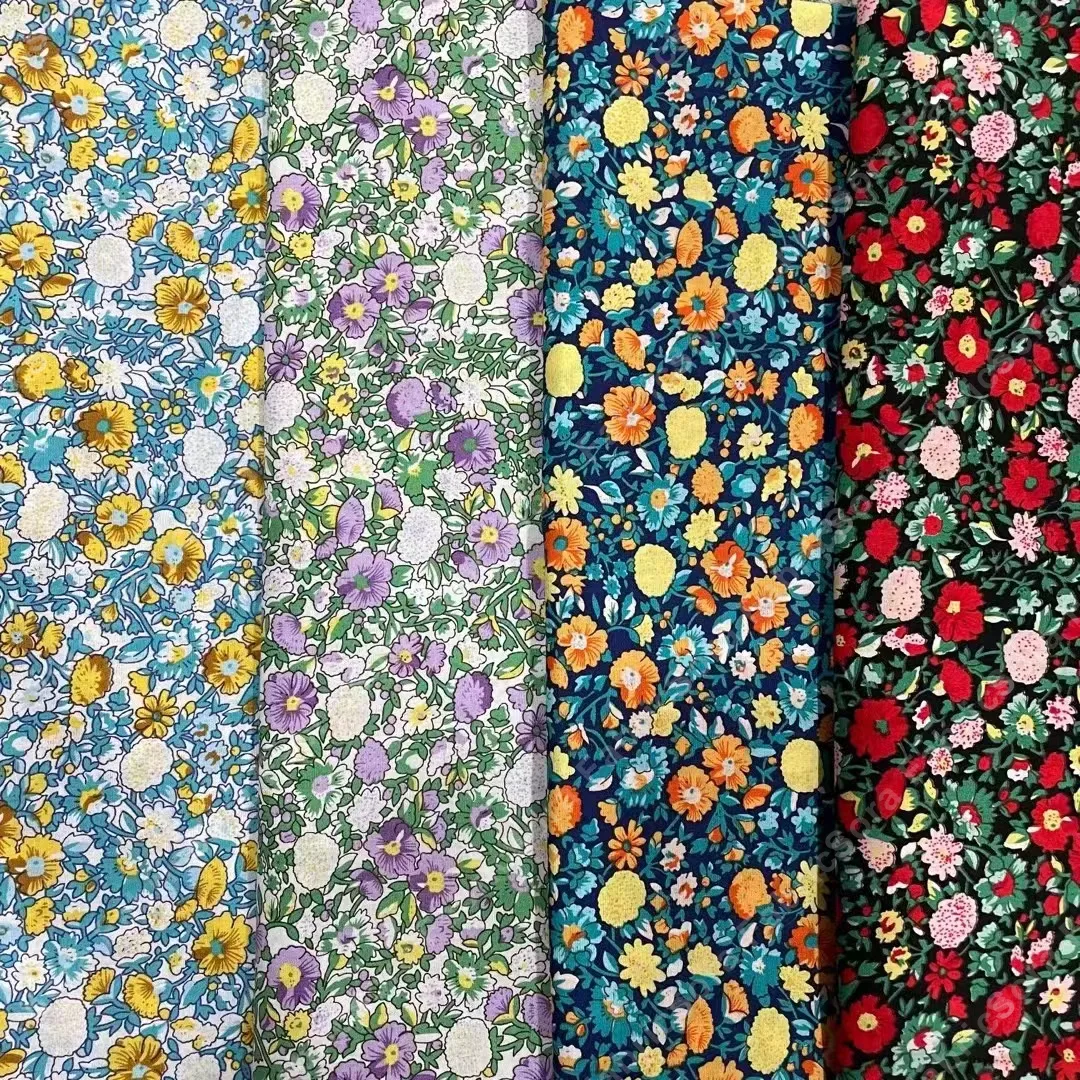 Liberty style ditsy meadow cotton poplin in four colorways