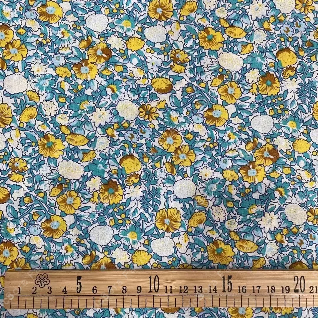 Cornflower blue ditsy cotton poplin fabric