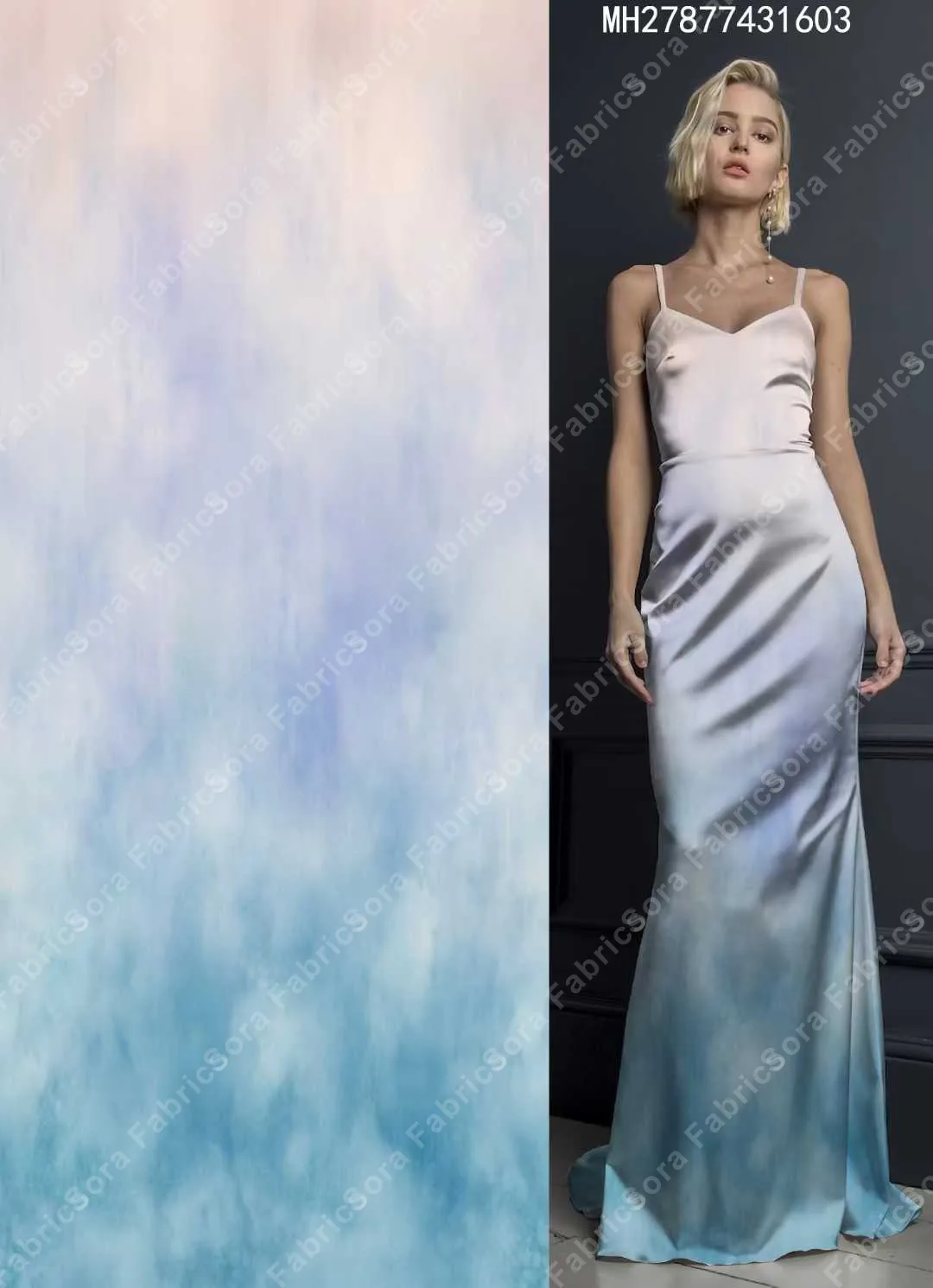 Gradient tie-dye rayon fabric with smooth color transitions