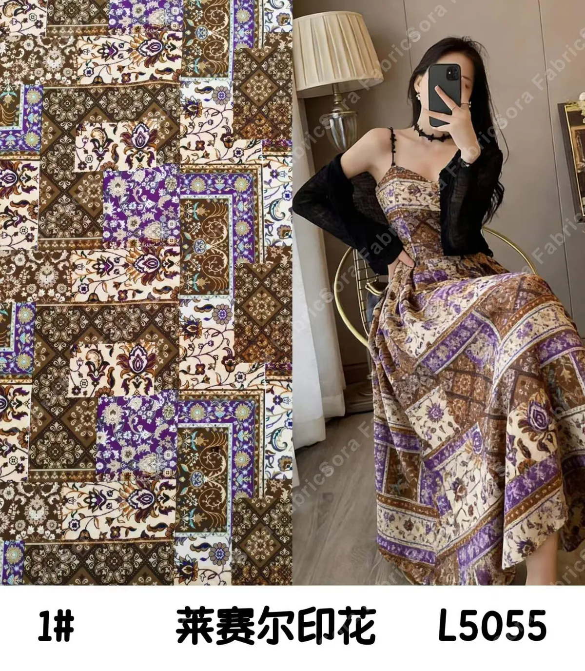 Toptan lyocell bohem baskı hazır stok topu