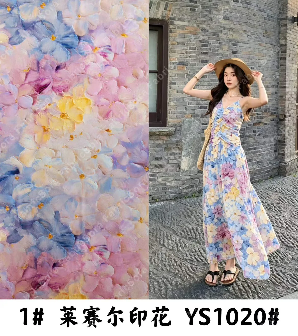 Lyocell estampado tropical para vestido wrap resort