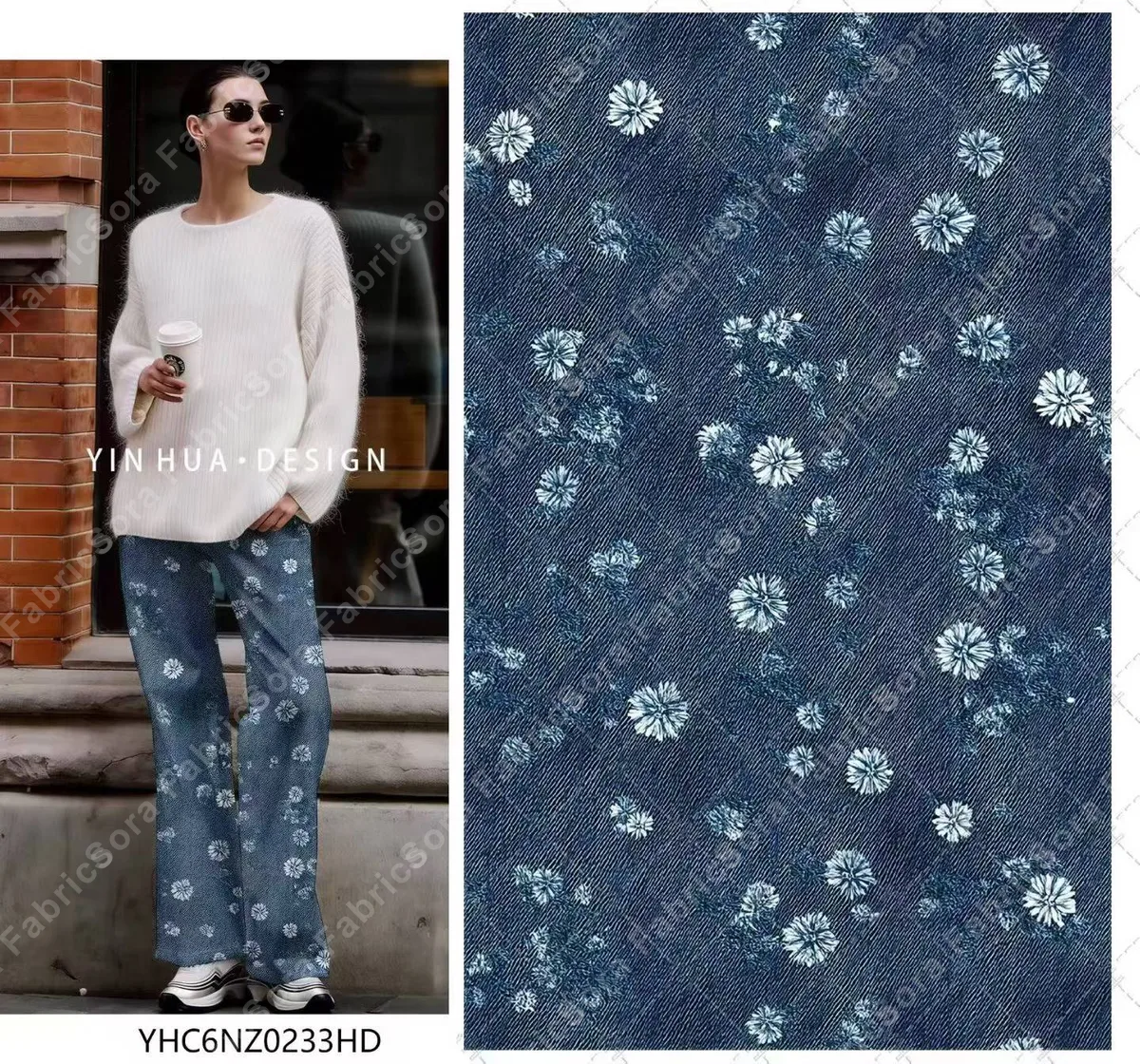 Toptan denim görünümlü rayon kumaş hazır stok