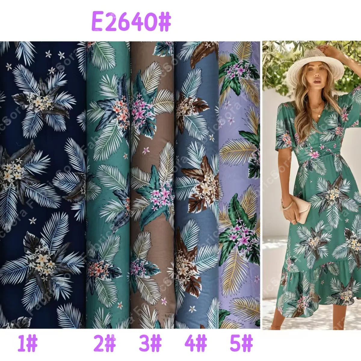 Bold floral rayon fabric in vivid garden palette