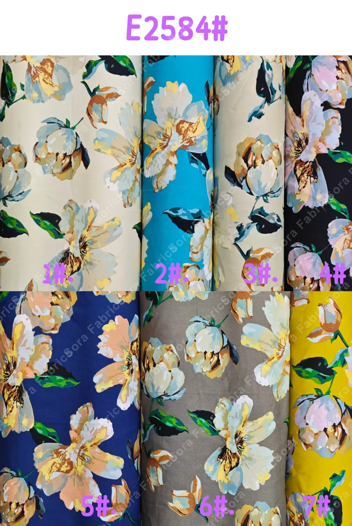 Primer plano del estampado floral grande mostrando nitidez