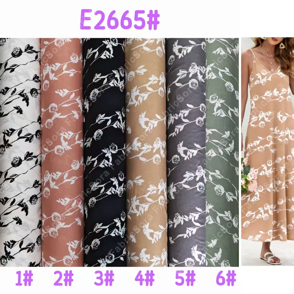 Bluz ve tulum için orta boy çiçek rayon kumaş