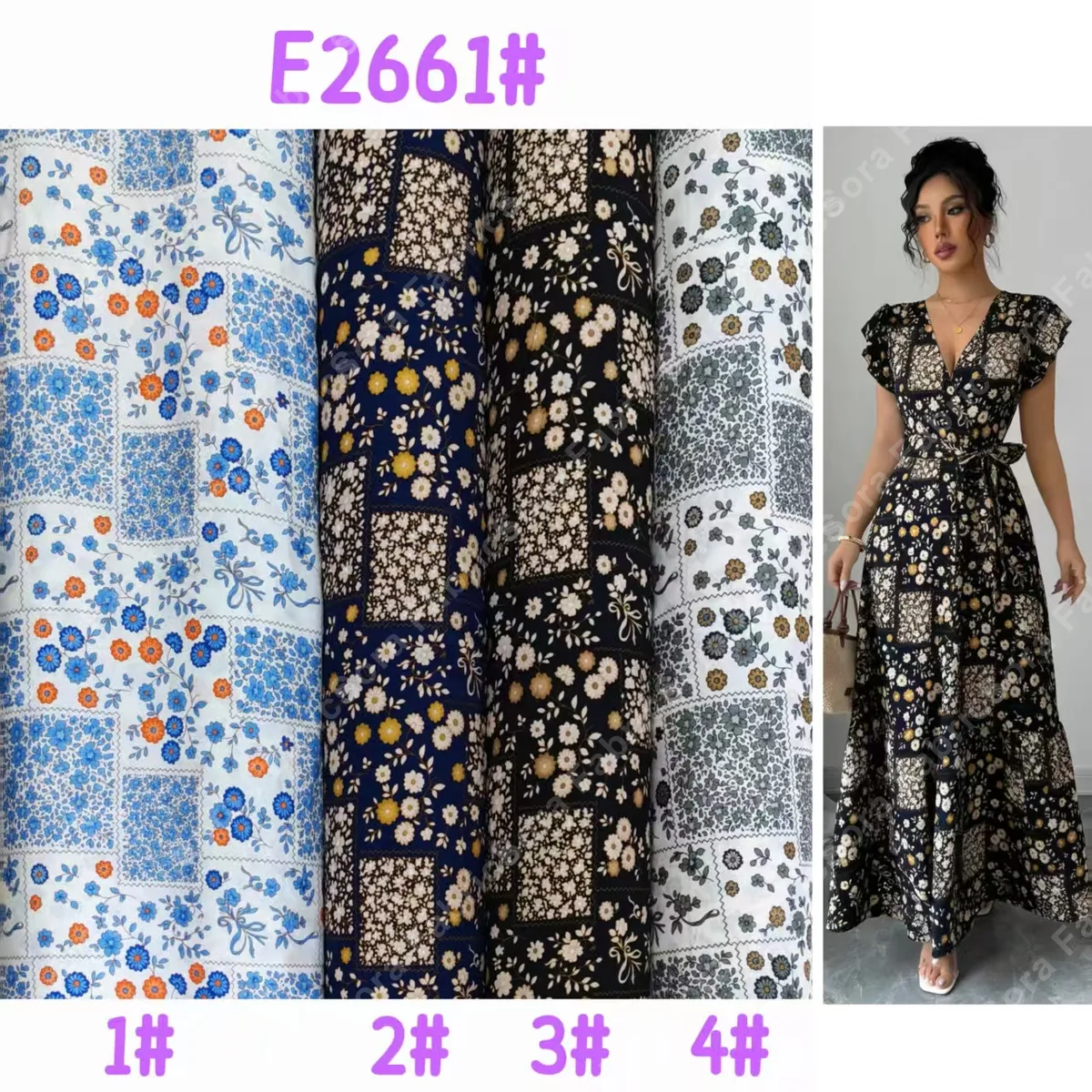 Toptan orta ölçekli çiçek rayon kumaş hazır stok