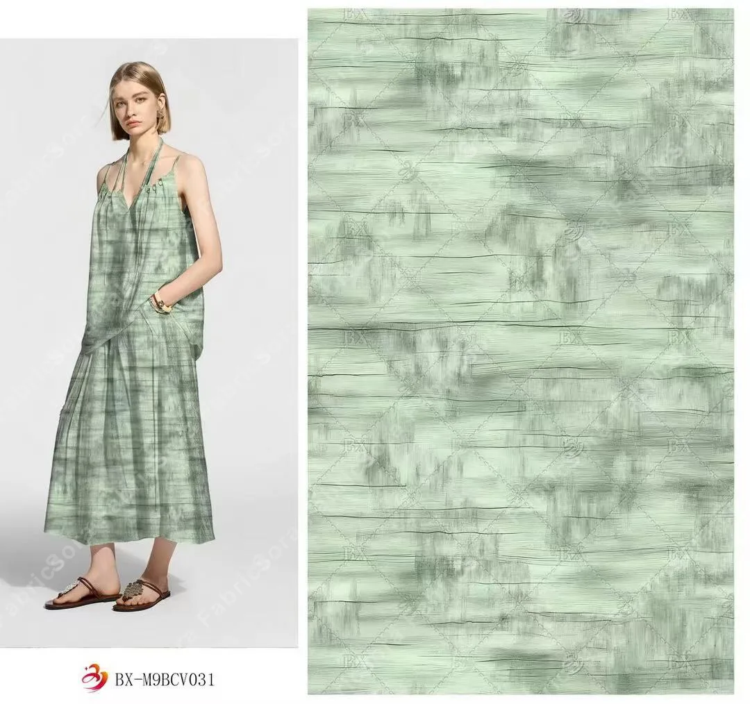 Bol paça pantolon için nane yeşili fırça darbesi rayon