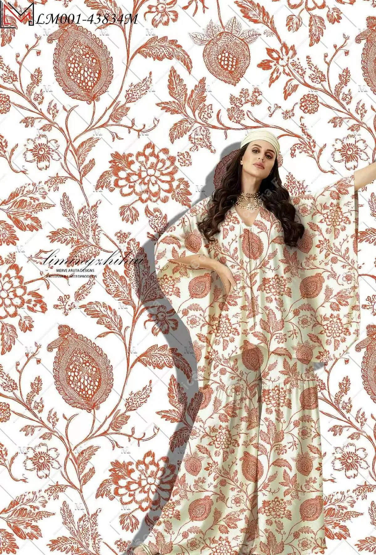 Rayon salvia paisley para kaftan