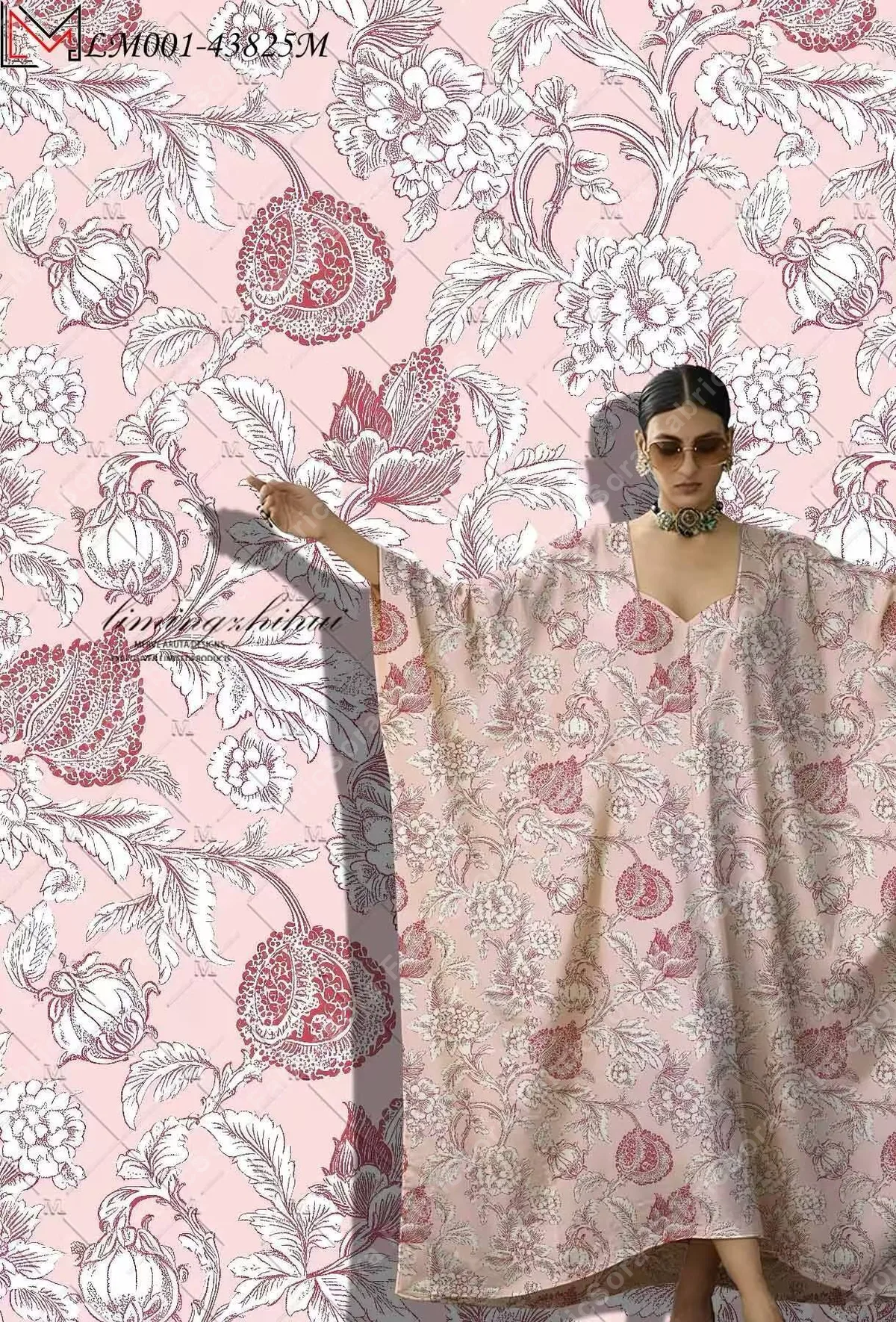 Tecido rayon kaftan do Oriente Médio em magenta