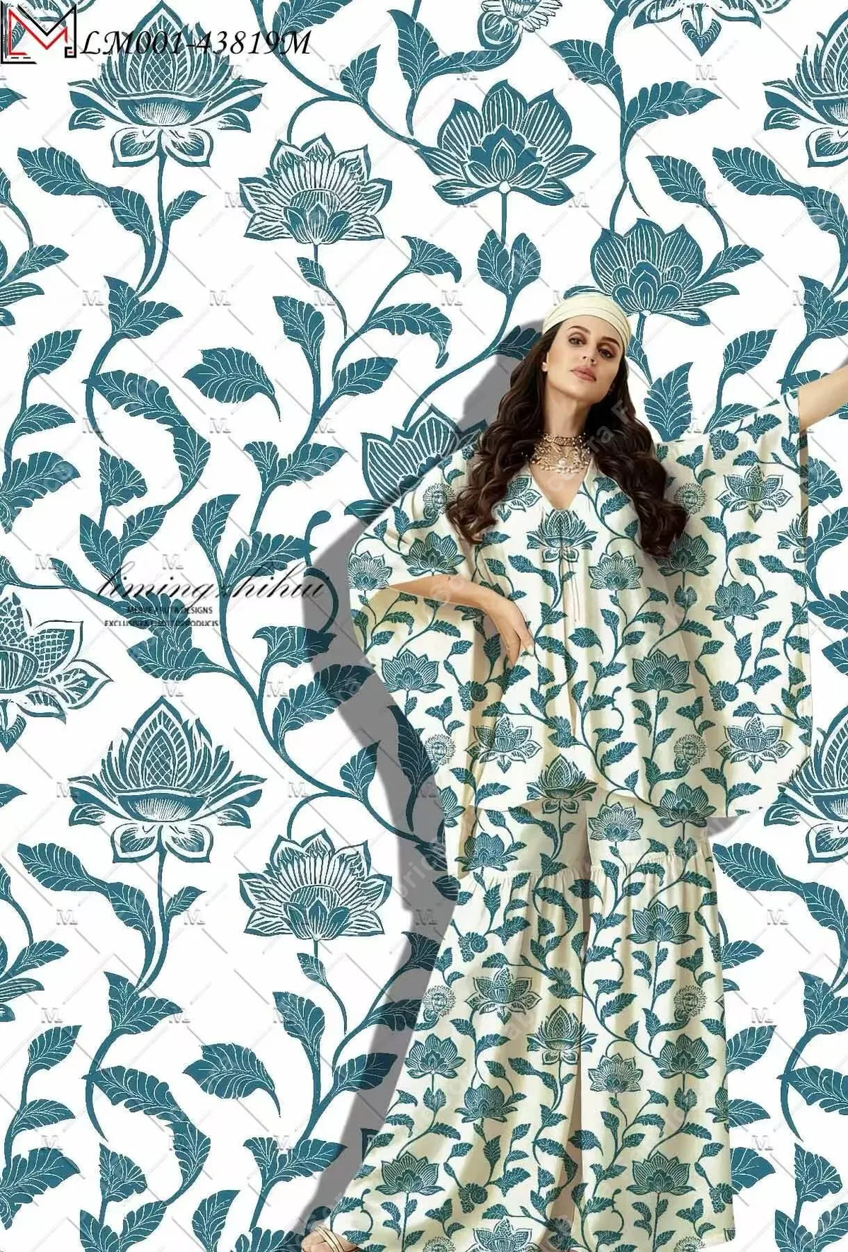 Mor uzun tunik için İran sarmaşık rayon