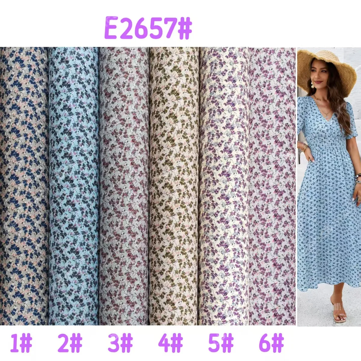 Yumuşak pastel tonlarda romantik küçük çiçek rayon kumaş