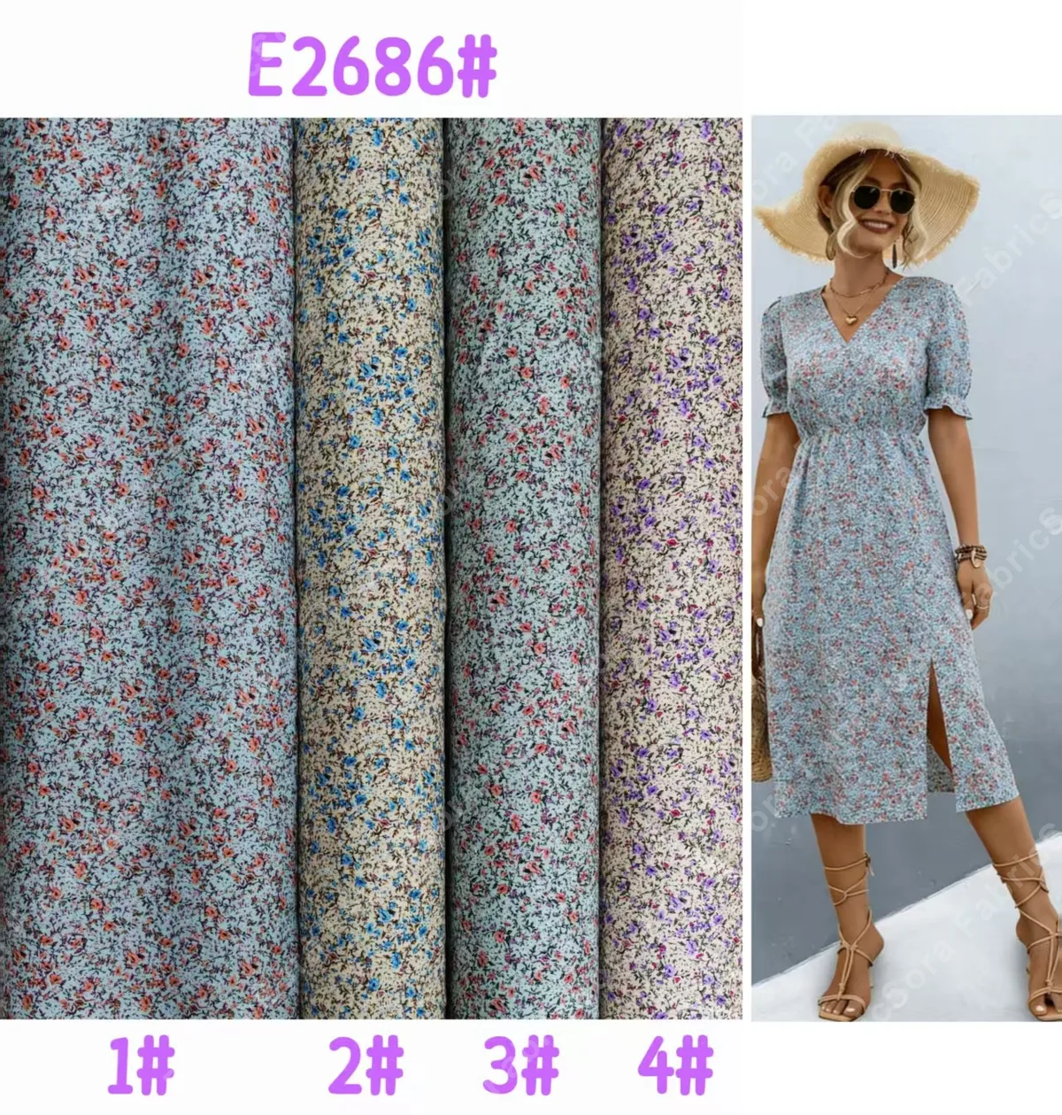 Toptan ditsy rayon viscose kumaş hazır stok topu