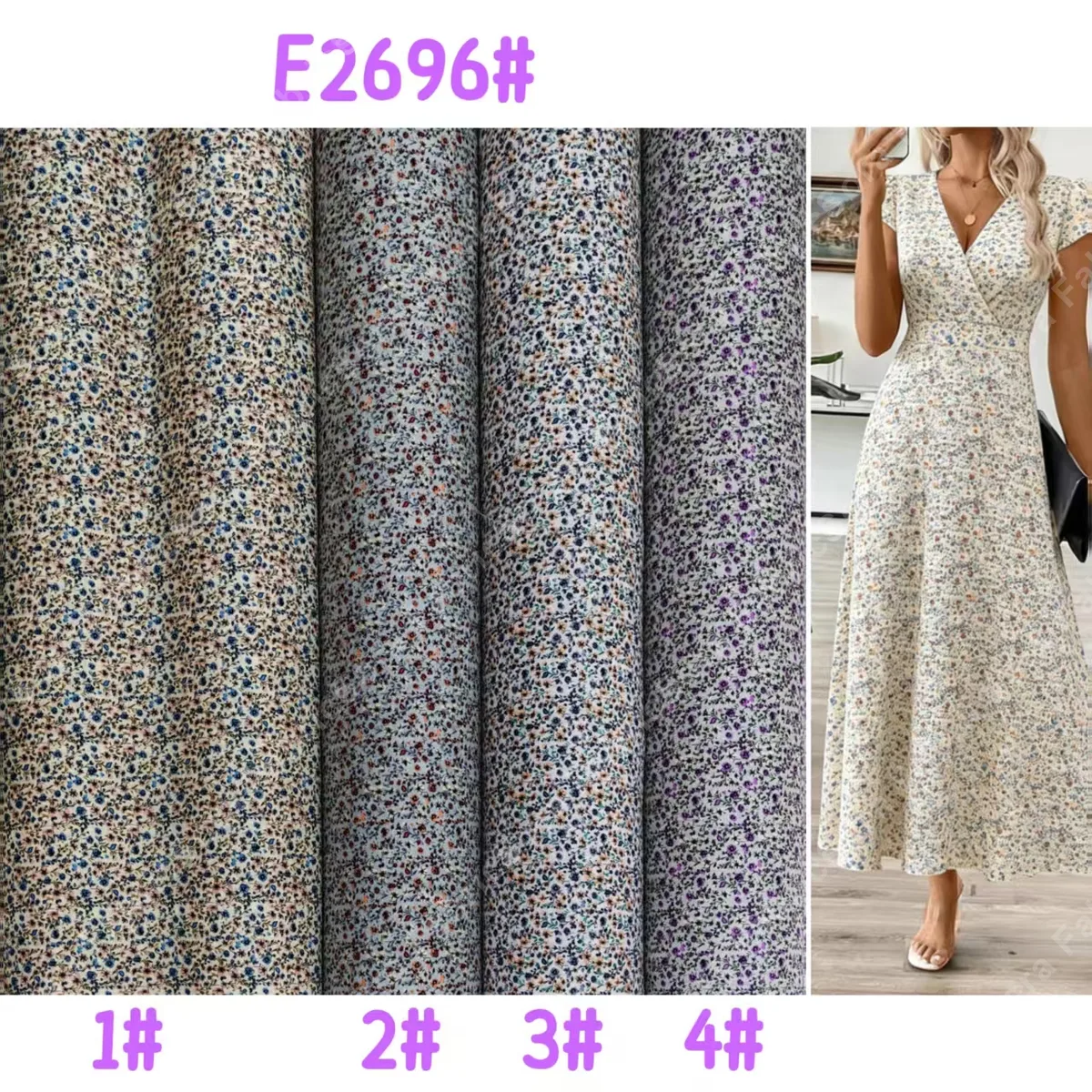 Küçük çiçek (ditsy) baskı toptan hazır stok rulosu