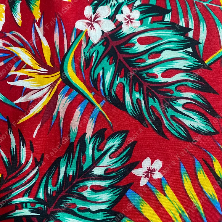 Tropikal palmiye Hawaii baskı toptan hazır stok rulosu
