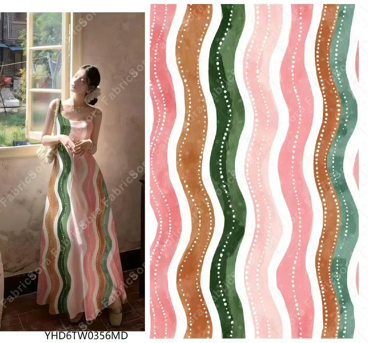 Tecido rayon listra vertical em pincelada para vestido