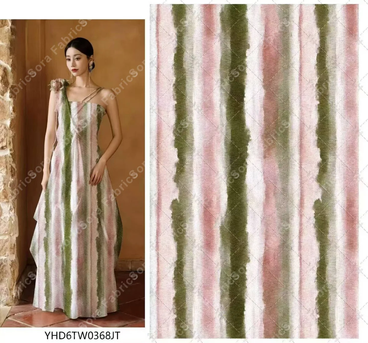 Tecido rayon aquarela em volume para moda feminina