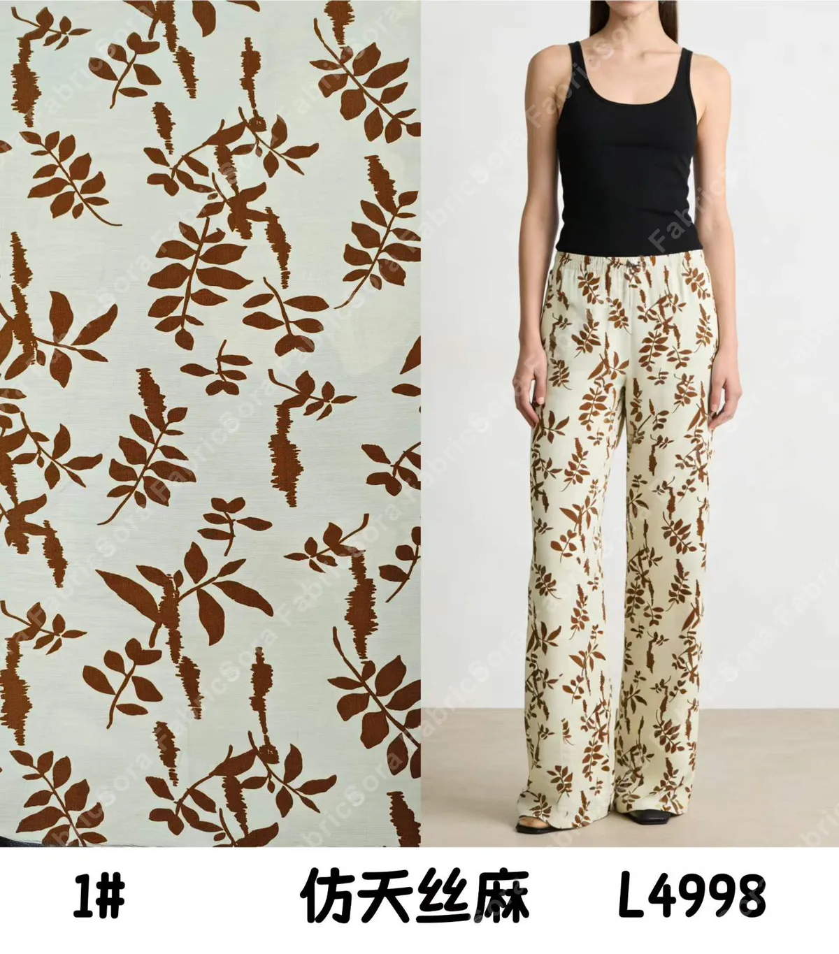 Tela estampada tencel-linen para vestidos estructurados