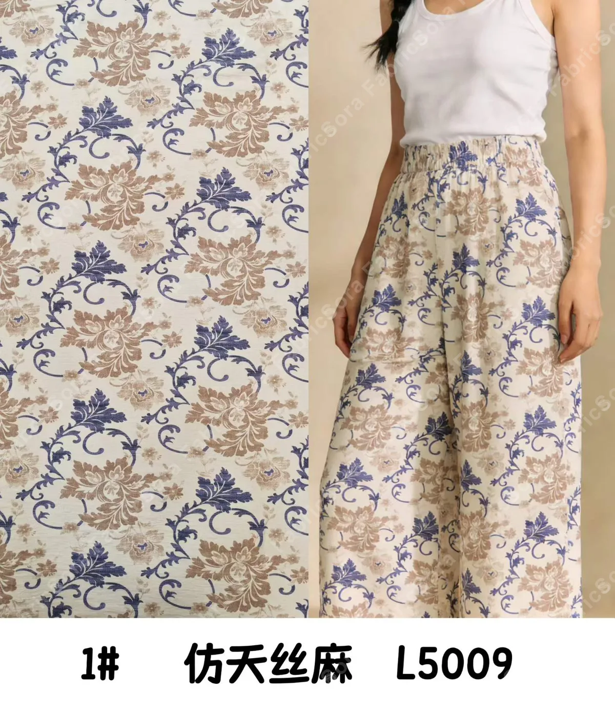 Primer plano del diseño estampado tencel-linen