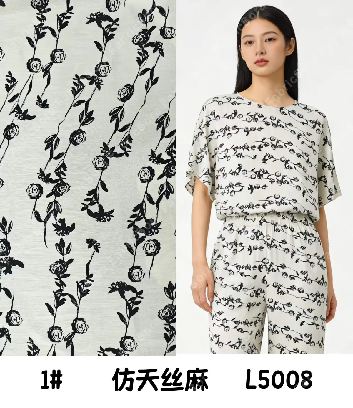 Tela estampada tencel-linen con stock disponible